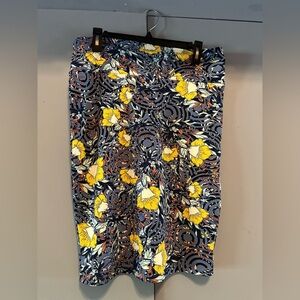 ❤️LuLaRoe - Abstract Blue & Yellow Floral Skirt (Size L)